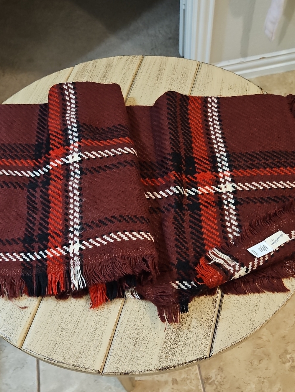 Cozy Plaid - Shawl Universal Thread Burgundy Red